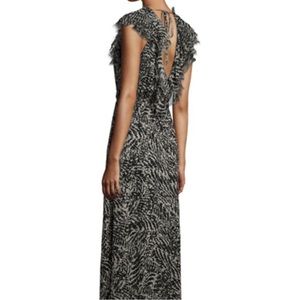 L’Agence Sophie Ruffle-Trim Flutter Maxi Dress, Size 2